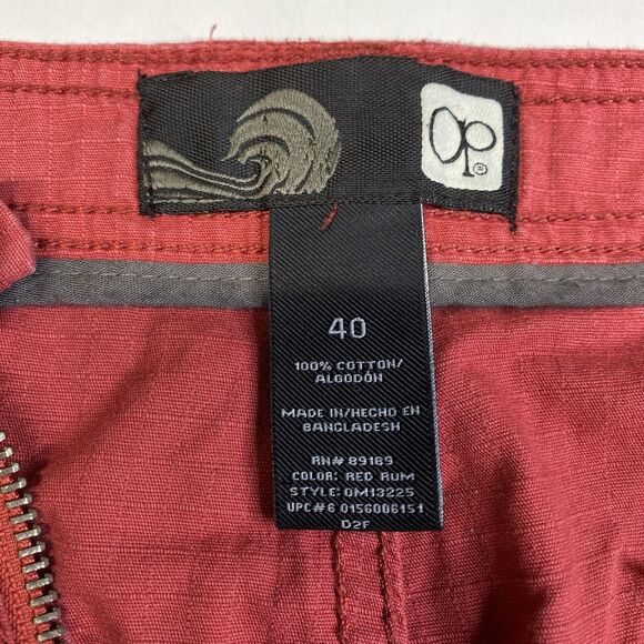 Vintage Ocean Pacific OP Cargo Shorts Mens 40 Red Ripstop Cotton Long Baggy - Picture 5 of 12
